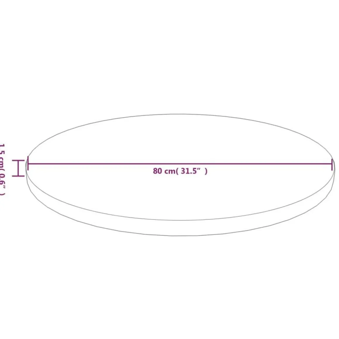 Dessus de table rond Marron clair Ø80x1,5 cm Bois chene traite