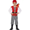 Déguisement Pirate rouge et noir avec perroquet - Enfant - 2/4 ans (86 à 104 cm)