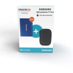 Disque dur SSD externe Pack T7 2To bleu + Etui