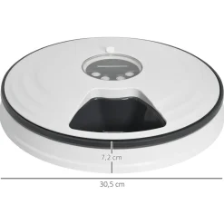 Distributeur de nourriture chat chien - distributeur automatique programmable - 6 compartiments - écran LED - fonction musicale intégrée - ABS gris blanc