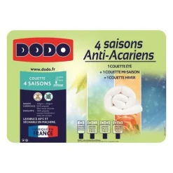 DODO Couette 4 saisons anti-acariens - 220 x 240 cm - Blanc