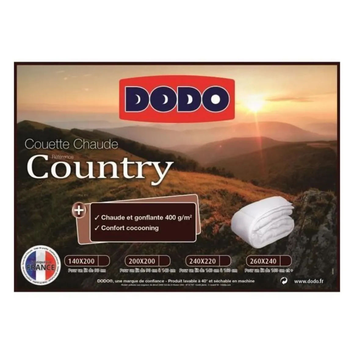 DODO Couette chaude 400gr/m2 COUNTRY 220x240cm
