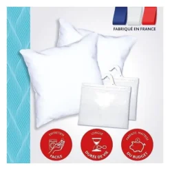 DODO Pack 2 oreillers tendance 60x60cm + 2 protege oreillers imperméable 60x60 cm - Garnissage 100% Polyester