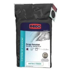 Drap housse DODO - 160x200 cm - Coton - Coutil 32 cm - - Fabriqué en France