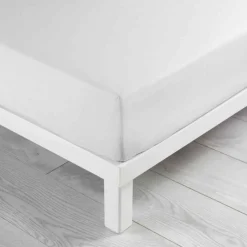 Drap Housse en Coton Linette 160x200cm Blanc