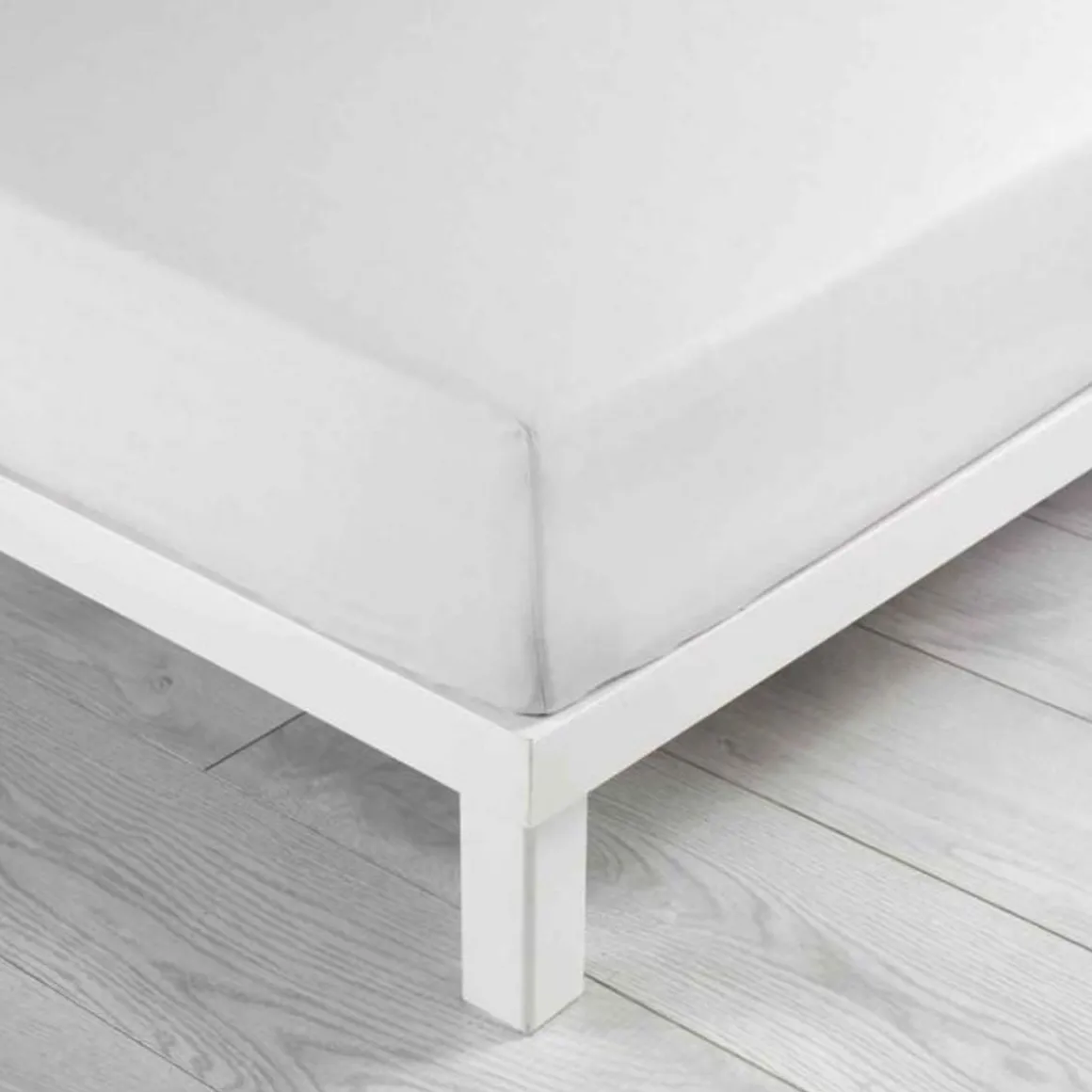 Drap Housse en Coton Linette 160x200cm Blanc