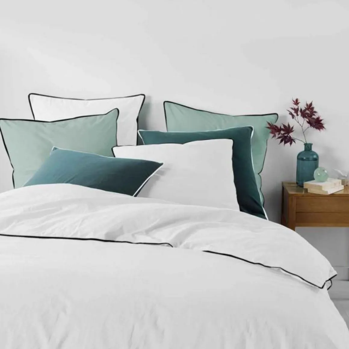 Drap Housse en Coton Linette 160x200cm Blanc