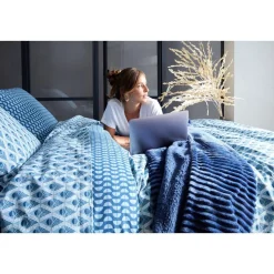 Drap housse en coton imprimé 57 fils SAPHIRE