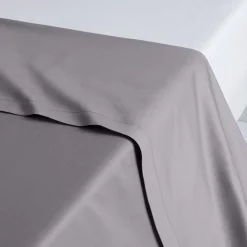 Drap plat uni en satin de coton