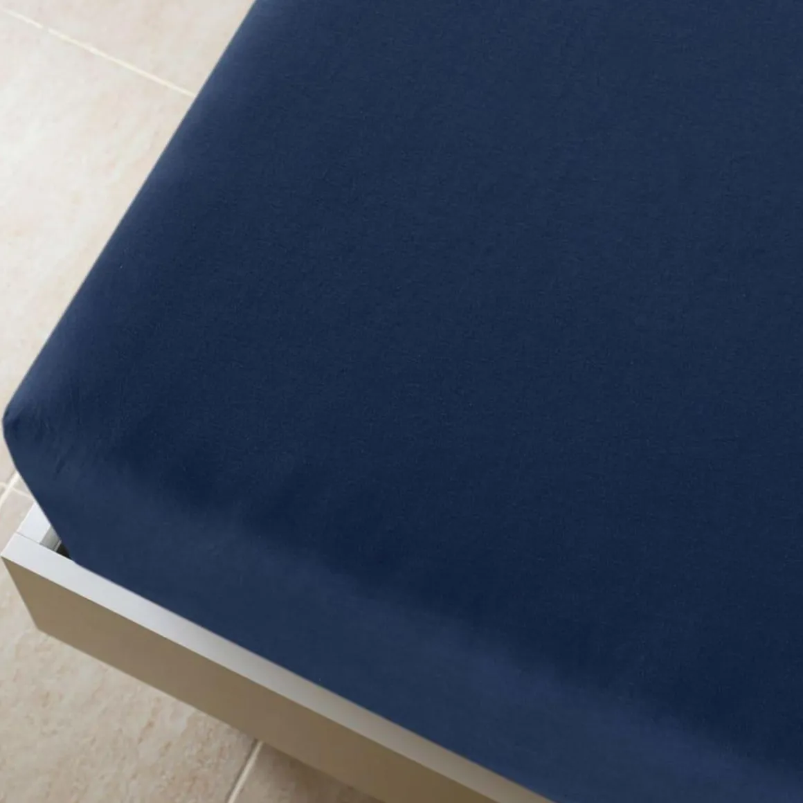 Drap-housse Jersey Bleu marine 160x200 cm Coton