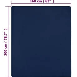 Drap-housse Jersey Bleu marine 160x200 cm Coton