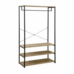 Dressing. vestiaire. portemanteau en métal noir et décor bois. Loft. 3 étagères. une barre de penderie L 100 x l 40 x H 167cm