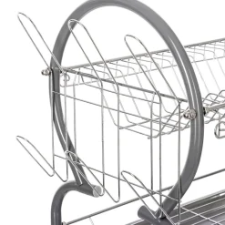 Egouttoir 2 niveaux en métal et polypropylène arrondi - Gris