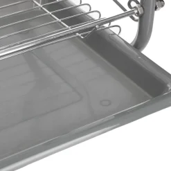 Egouttoir 2 niveaux en métal et polypropylène arrondi - Gris