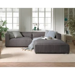 Ela - canapé d'angle droit 4 places - en velours côtelé - style contemporain