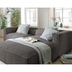 Ela - canapé d'angle droit 4 places - en velours côtelé - style contemporain