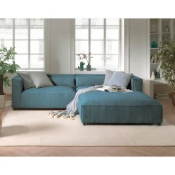 Ela - canapé d'angle droit 4 places - en velours côtelé - style contemporain