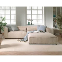 Ela - canapé d'angle droit 4 places - en velours côtelé - style contemporain