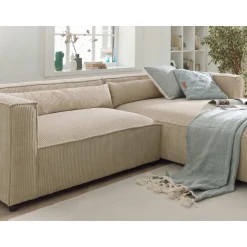 Ela - canapé d'angle droit 4 places - en velours côtelé - style contemporain