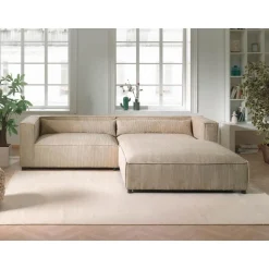 Ela - canapé d'angle droit 4 places - en velours côtelé - style contemporain