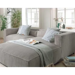 Ela - canapé d'angle droit 4 places - en velours côtelé - style contemporain