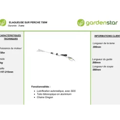 Elagueuse sur perche électrique - 750W