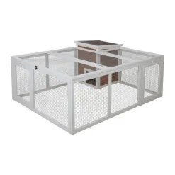 Enclos d'extérieur petits animaux - KERBL - 132 x 102 x 59 cm - Maison intégrée - Grillage