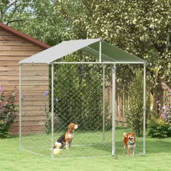 Enclos poulailler chenil 4 m² - parc grillagé dim. 2L x 2l x 2,37H m - poulailler chenil entièrement couvert - acier galvanisé