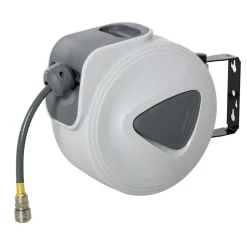 Enrouleur de tuyau à air comprimé - tuyau : 10 m + 0,9 m - Ø intérieur 3/8 (9,5 mm), 1/4 (6,35 mm) BSPT - dévidoir automatique pour tuyau d'air rétractable gris