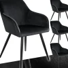 Ensemble 4 chaises ergonomiques cuir synthétique aspect velours noir