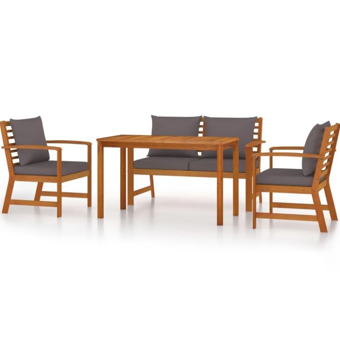 Ensemble a manger de jardin 4 pcs coussins Bois acacia