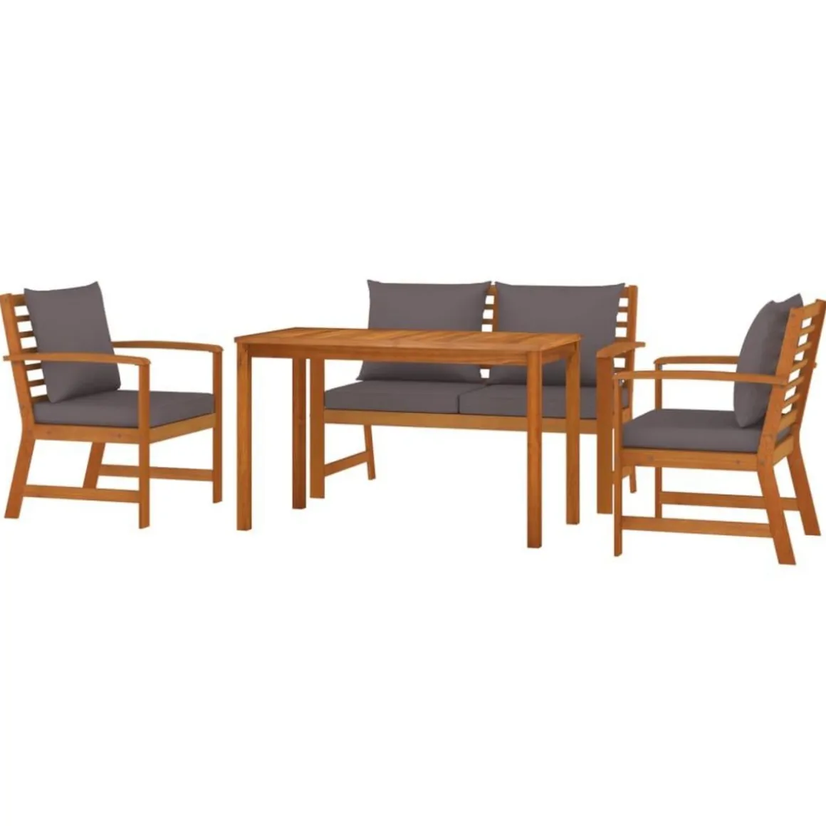 Ensemble a manger de jardin 4 pcs coussins Bois acacia