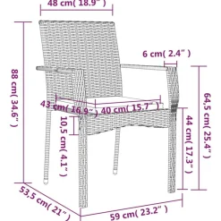 Ensemble a manger de jardin 5 pcs coussins gris resine tressee