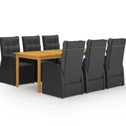 Ensemble a manger de jardin 7 pcs Noir