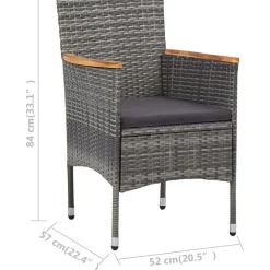 Ensemble a manger de jardin 3 pcs Gris