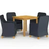 Ensemble a manger de jardin 5 pcs Gris fonce