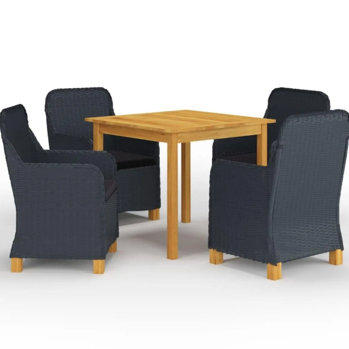 Ensemble a manger de jardin 5 pcs Gris fonce