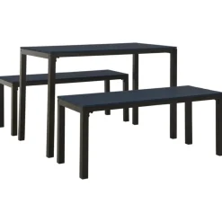 Ensemble a manger de jardin 3 pcs acier et WPC noir