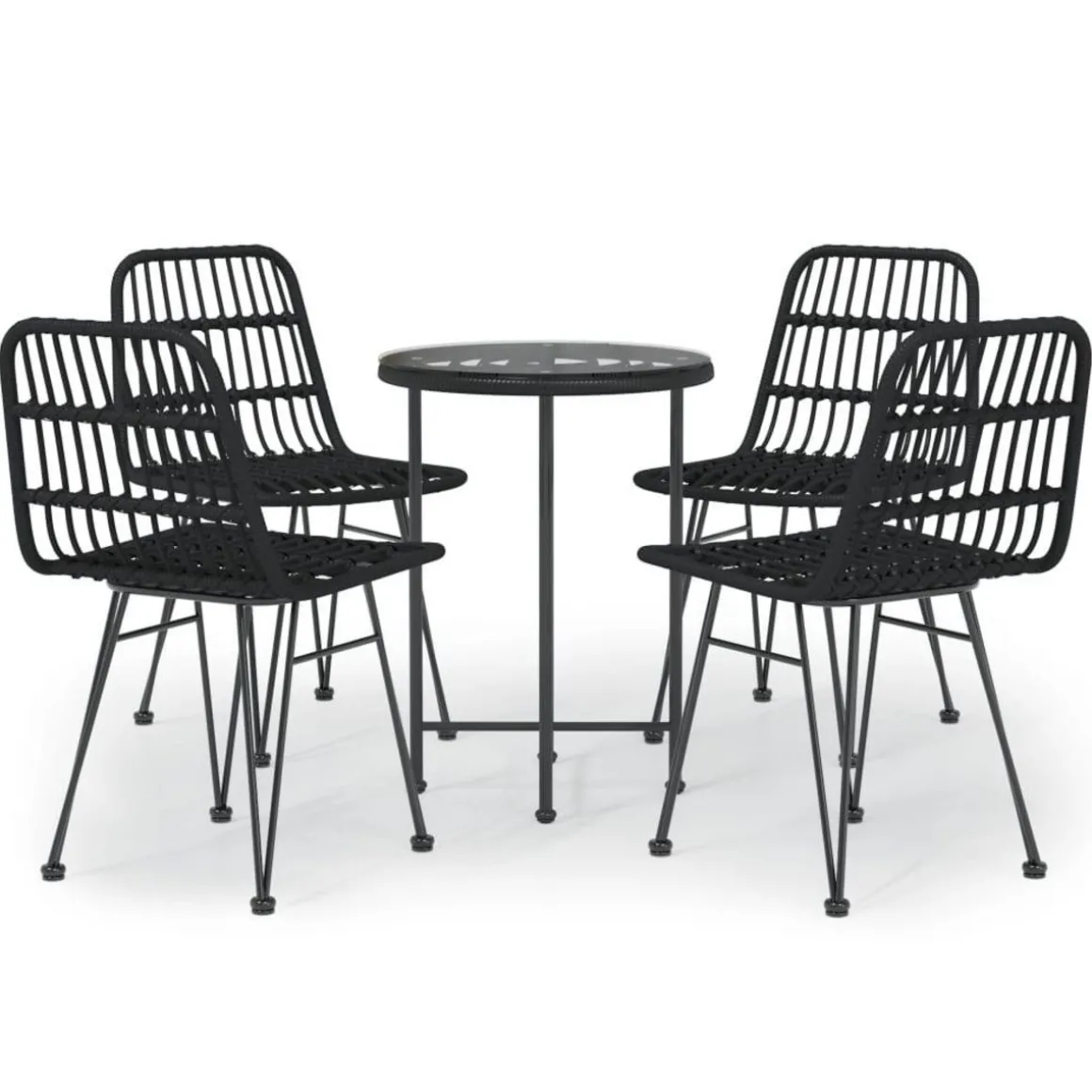 Ensemble a manger de jardin 5 pcs Noir Resine tressee