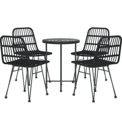Ensemble a manger de jardin 5 pcs Noir Resine tressee