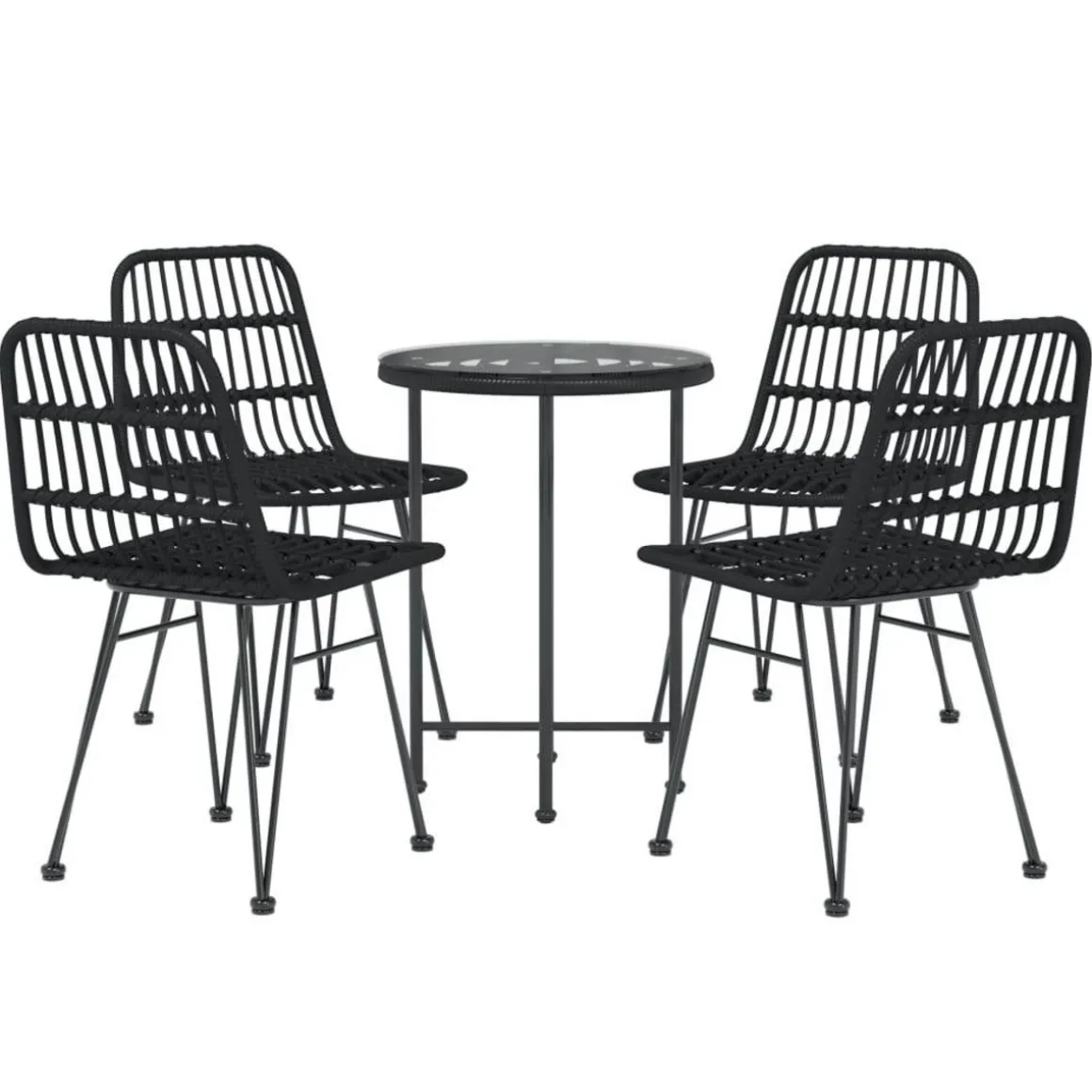 Ensemble a manger de jardin 5 pcs Noir Resine tressee