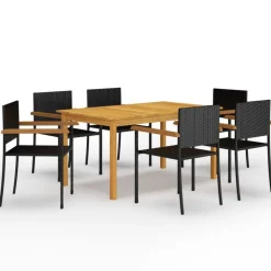Ensemble a manger de jardin 7 pcs Noir