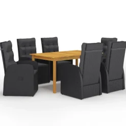 Ensemble a manger de jardin 7 pcs Noir