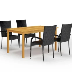 Ensemble a manger de jardin 5 pcs Noir