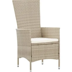 Ensemble a manger d'exterieur et coussins 9 pcs resine tressee