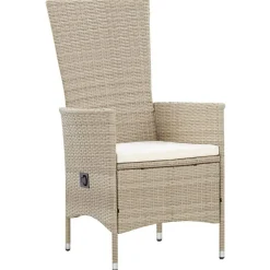 Ensemble a manger d'exterieur et coussins 9 pcs resine tressee