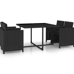 Ensemble a manger d'exterieur 5pcs avec coussins Resine tressee