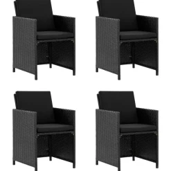 Ensemble a manger d'exterieur 5pcs avec coussins Resine tressee