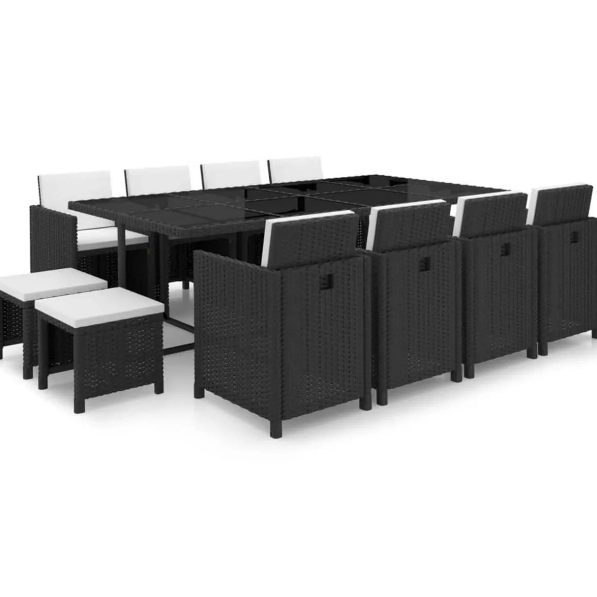 Ensemble a manger d'exterieur 13 pcs coussins Resine tressee