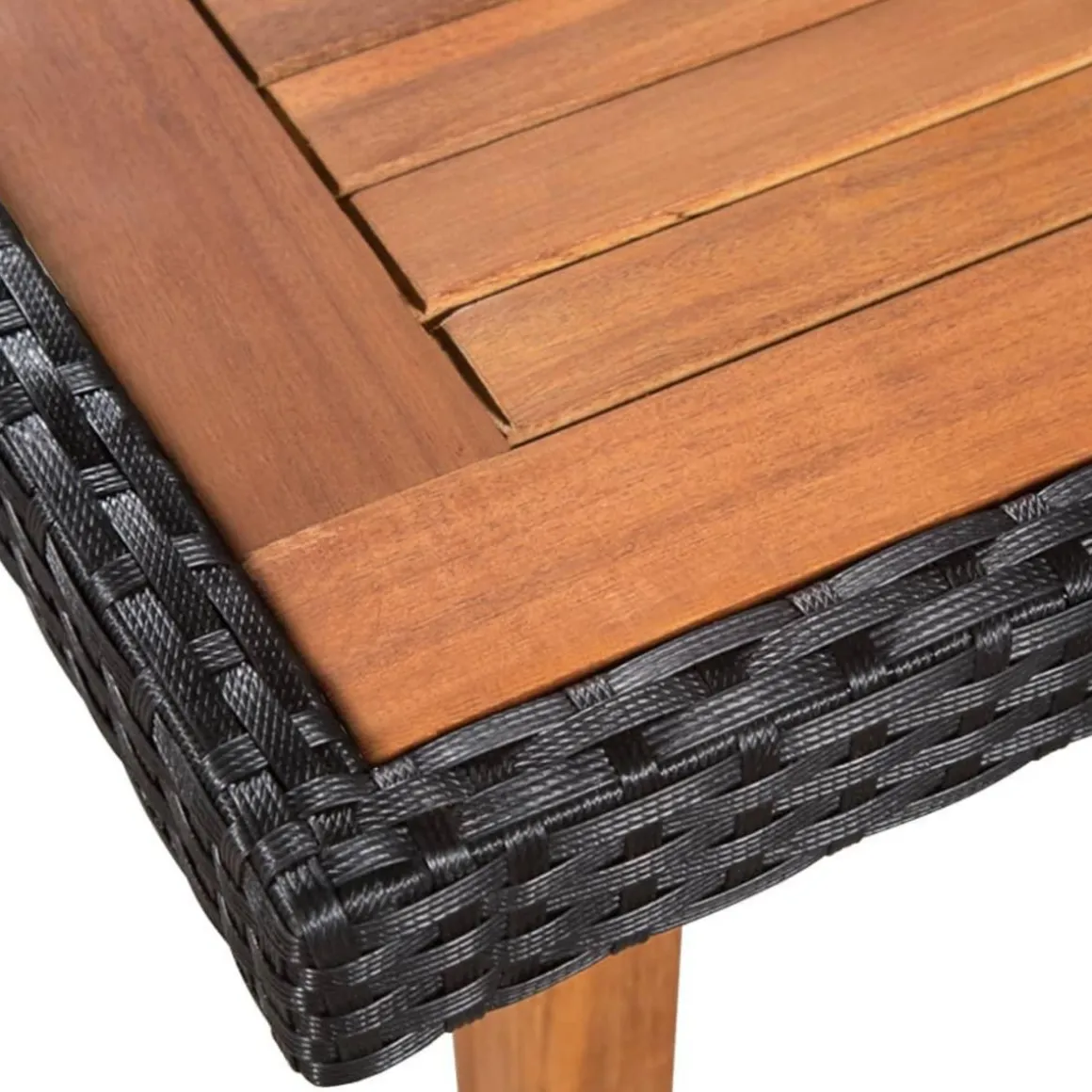 Ensemble a manger d'exterieur 5 pcs Resine tressee Noir marron